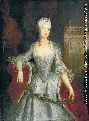 Porträtgemälde, Markgräfin Wilhelmine von Brandenburg-Bayreuth Porträtgemälde, Markgräfin Wilhelmine von Brandenburg-Bayreuth, Werkstatt des Antoine Pesne, um 1734, Inv. BayNS.G0028. Bayreuth, Neues Schloss, R.1