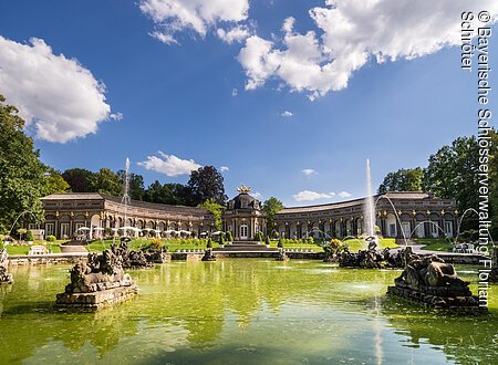 Neues Schloss, Blick über Grosses Bassin auf den Sonnentempel (AF 21), Bayreuth, Eremitage